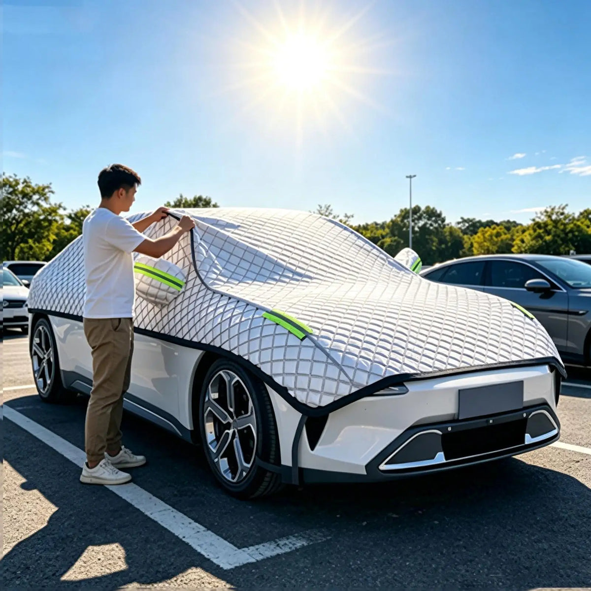 Half Car Cover – UV, Snow & Rain Windshield Roof Shield Half Car Cover QXL