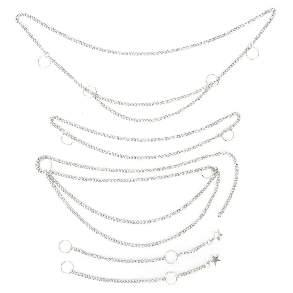 Silver Hair Braid Chains | Goth Punk Hanging Beads – 5-Piece Set Hair Braid Chains QXL a