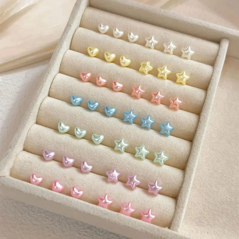 50-Pc Star & Heart Nail Rhinestones | Kawaii DIY Nail Art Gems Nail Rhinestones QXL