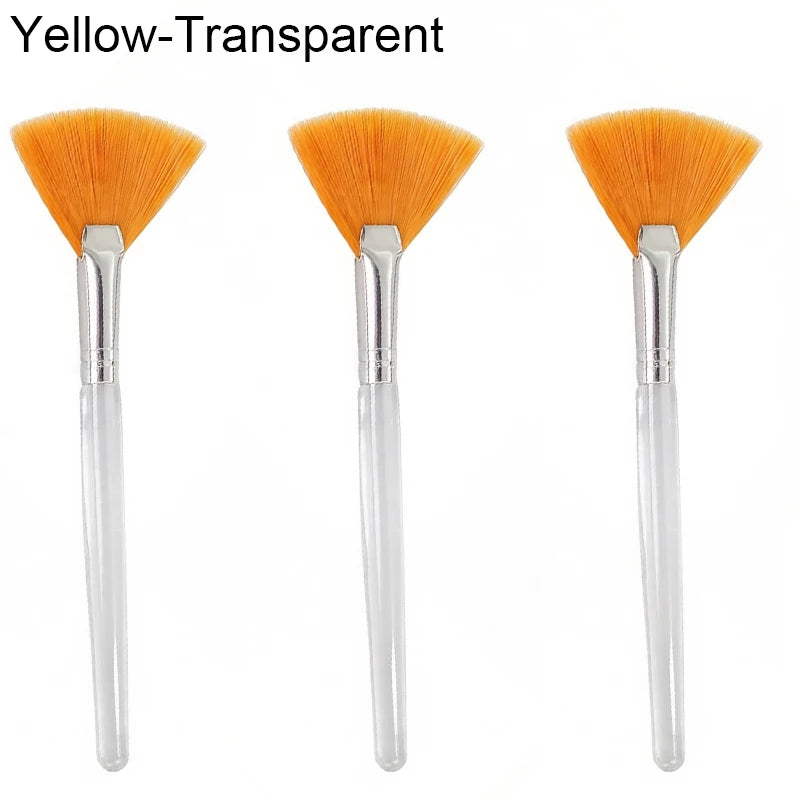 Fan Shape Face Mask Applicator Brushes | 3, 6 or 12 Pack Face Mask Brush Set QXL Transparent Yellow