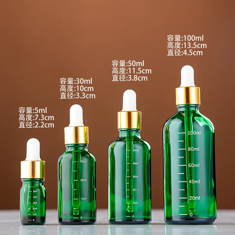 Glass Dropper Bottles 5ml–100ml | Graduated Refillable Essential Oil Glass Dropper Bottle QXL green 5ml