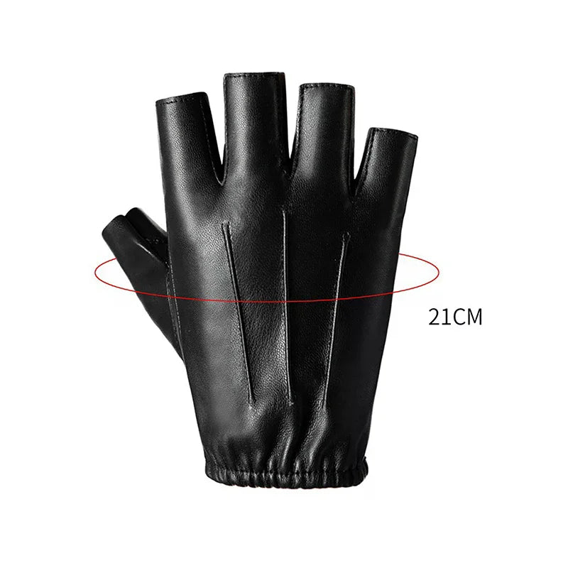 PU Leather Fingerless Tactical Gloves | Driving & Cycling Fingerless Leather Gloves QXL