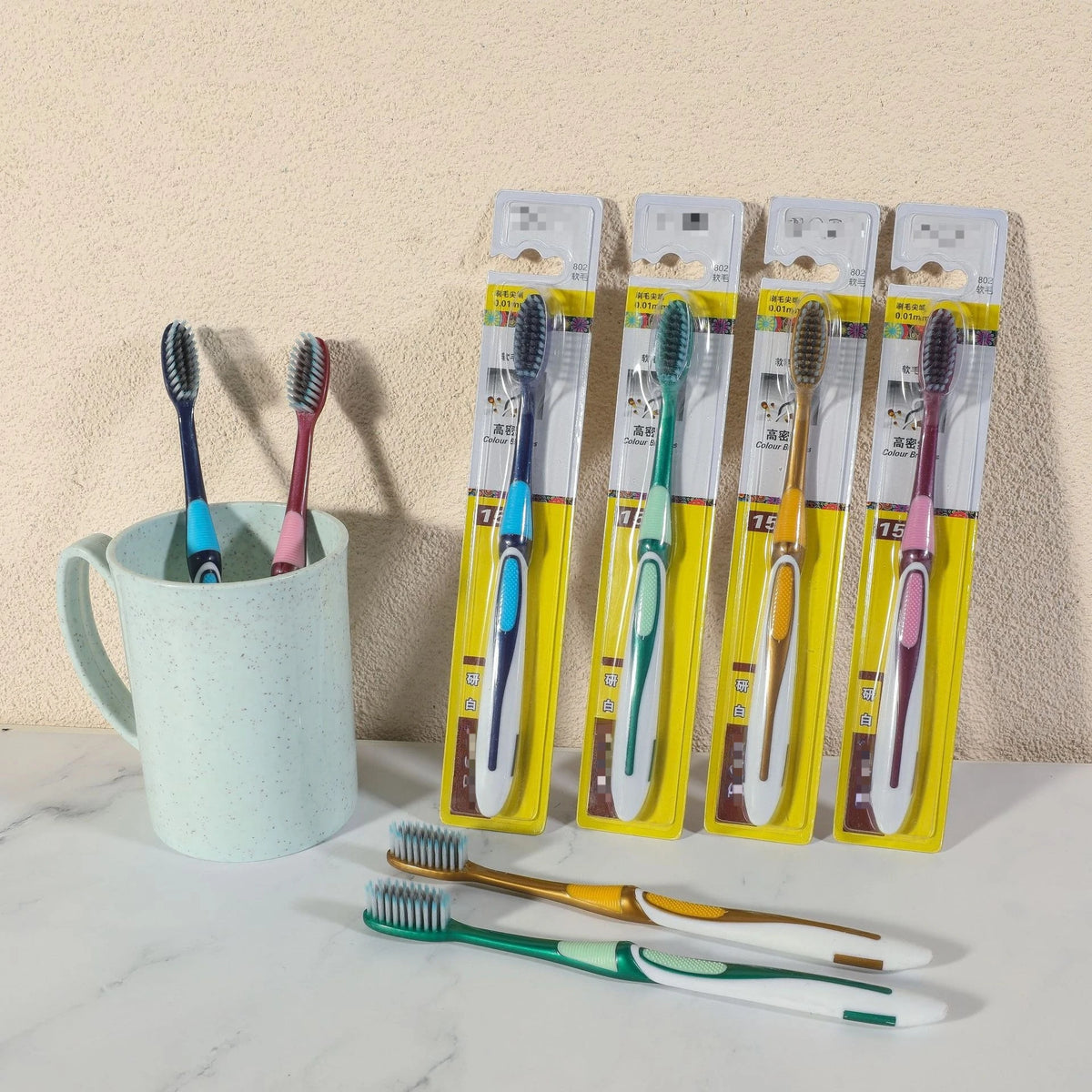3-Pack Soft Bristle Adult Toothbrush Set | Large Brush Head Manual Toothbrush Set QXL