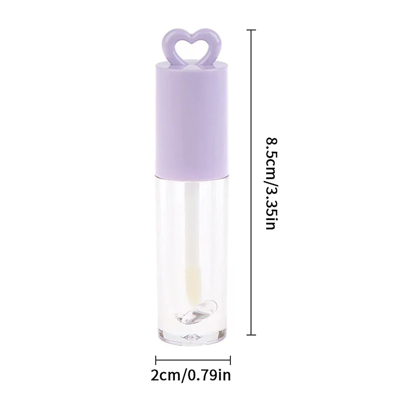 2.5ml Heart-Shaped Lip Gloss Tube with Keychain & Brush Lip Gloss Container QXL
