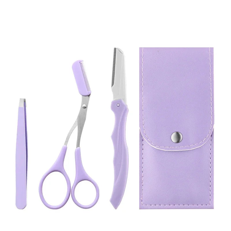 3-Piece Eyebrow Scissors, Comb & Razor Trimming Set Eyebrow Trimming Set QXL M126 3pcs set
