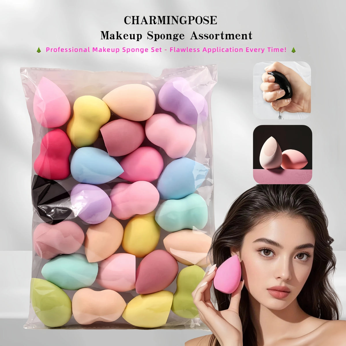 Multi-Shape Makeup Sponge Set | Dry & Wet Blending Tools Makeup Sponge Set QXL