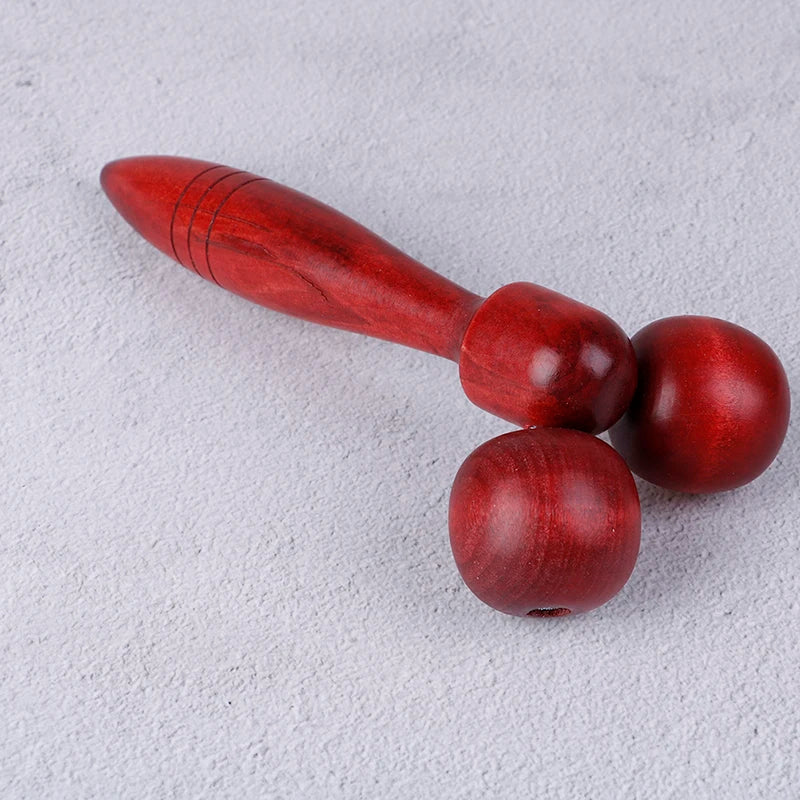 Natural Wood Face & Eye Roller Massager for Neck & Body Face Roller Massager QXL Red