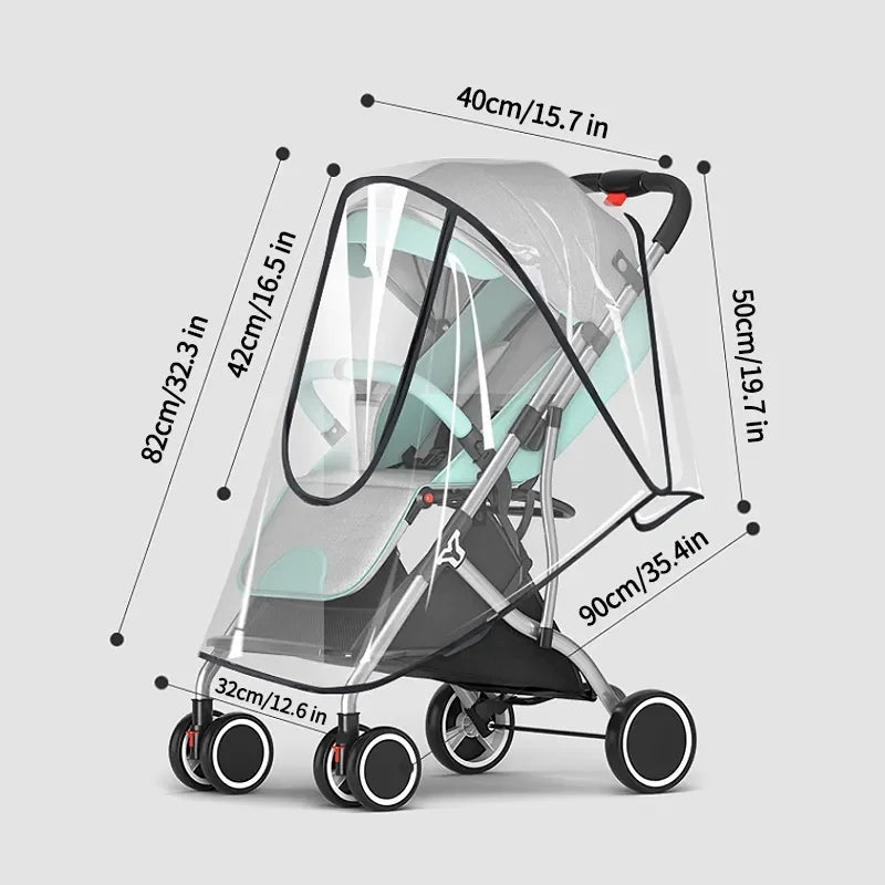 Universal Baby Stroller Rain Cover – Clear PVC Windproof Shield Stroller Rain Cover QXL