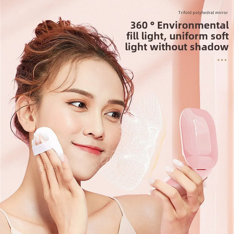 Compact LED Makeup Mirror 2-Sided Foldable 3X Magnification LED Makeup Mirror QXL