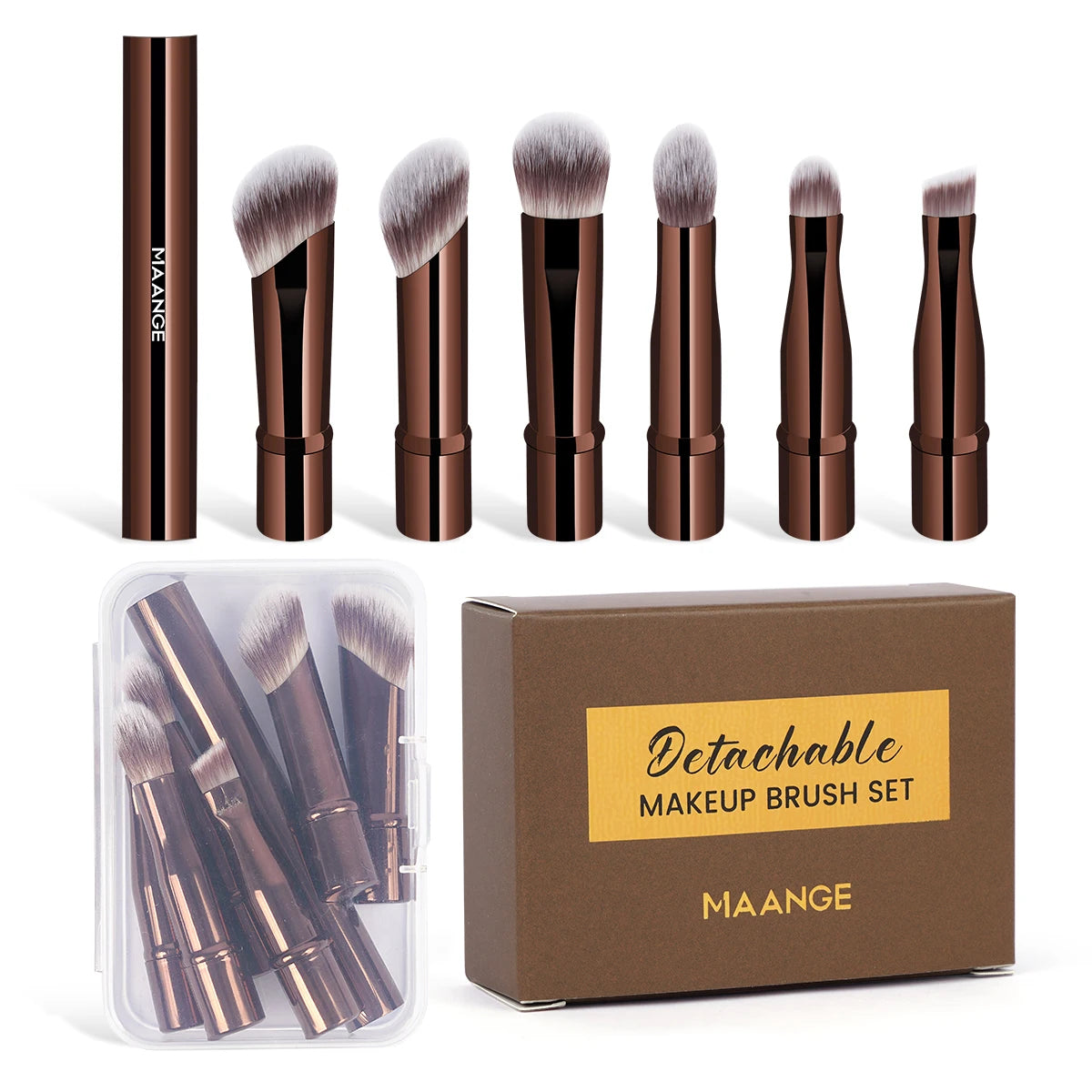 6-Piece Double-Ended Travel Makeup Brush Set with Box Makeup Brush Set QXL