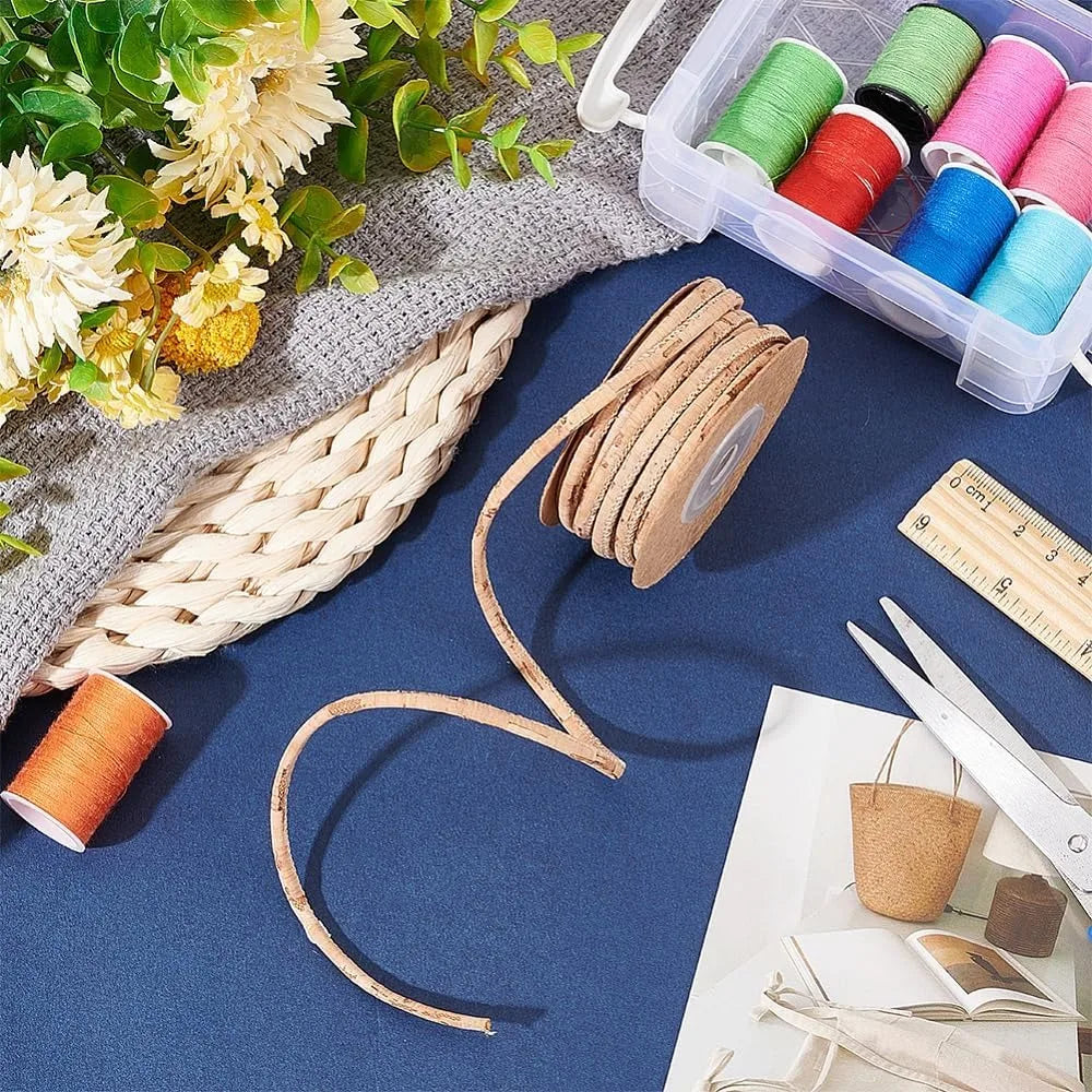 6.56 Yard Tan Cork Rope 1/8" | Braided Cord for Crafts & Jewelry Craft Cork Rope QXL