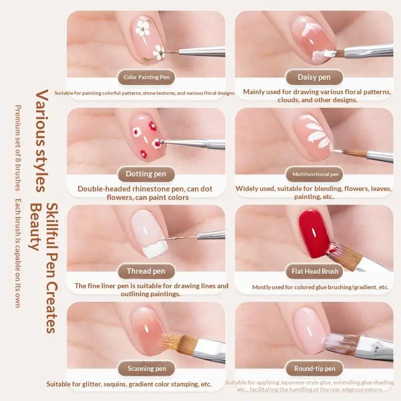 Nail Art Liner Brush | UV Gel 3D Carving & Line Drawing Pen Nail Art Brush QXL