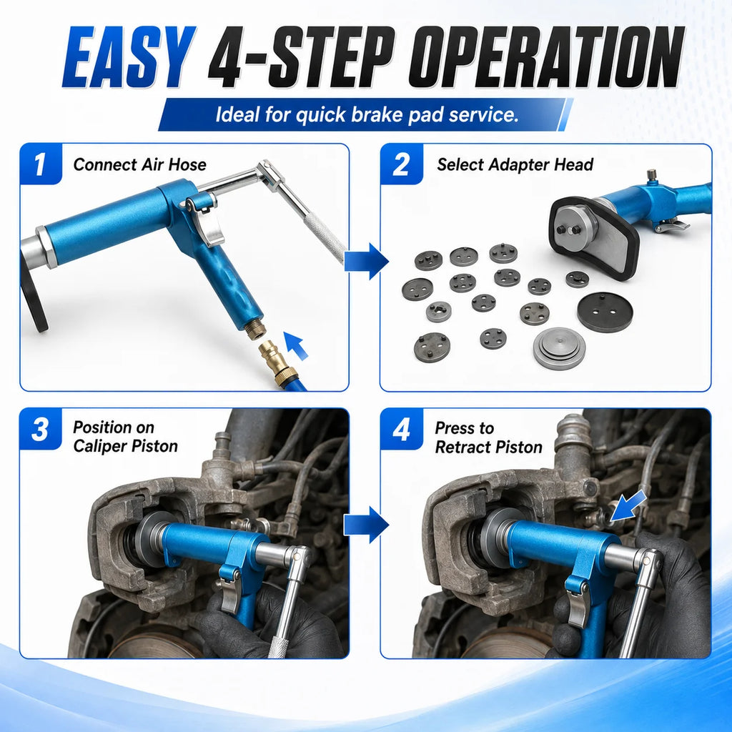 Pneumatic Disc Brake Caliper Piston Tool | Air-Operated Press Brake Caliper Tool QXL