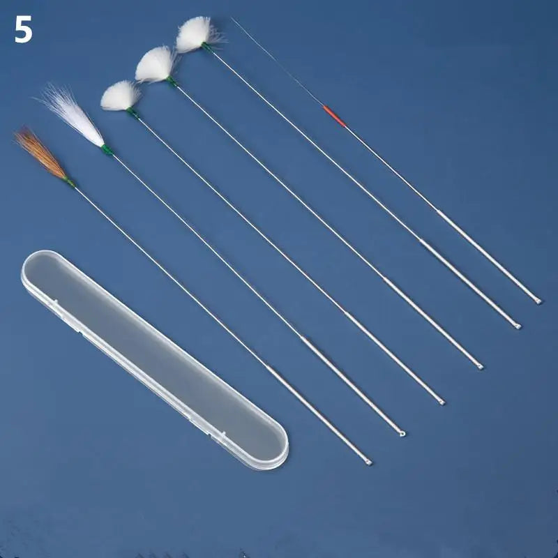 Ear Wax Removal Tool Set | Wood & Feather Ear Curette Kit Ear Cleaning Kit QXL 5