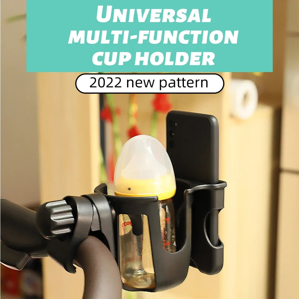 2-in-1 Baby Stroller Cup & Phone Holder | Universal Clip-On Stroller Accessory QXL