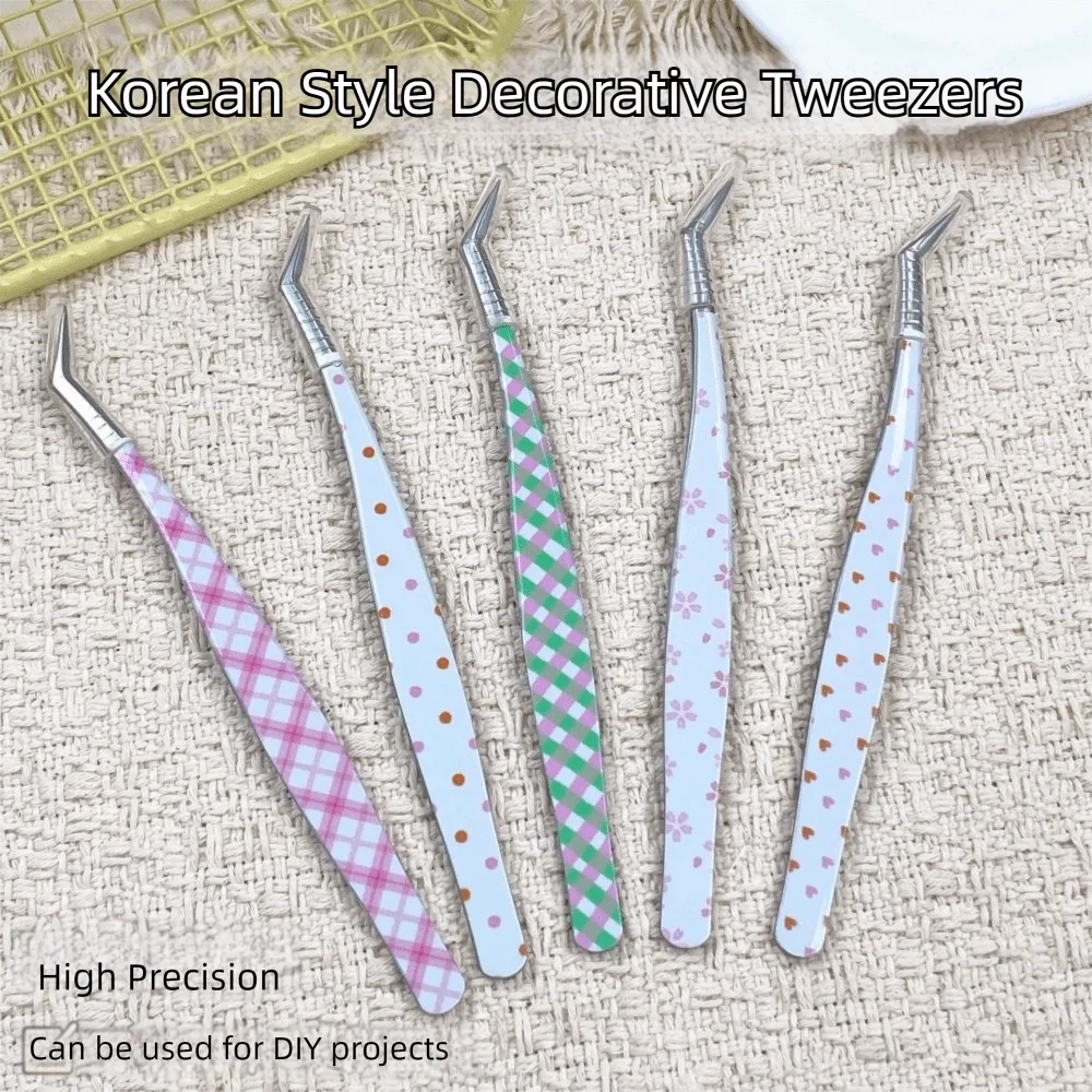 Cartoon Stainless Steel Eyelash Tweezers | Anti-Static Precision Eyelash Tweezers QXL