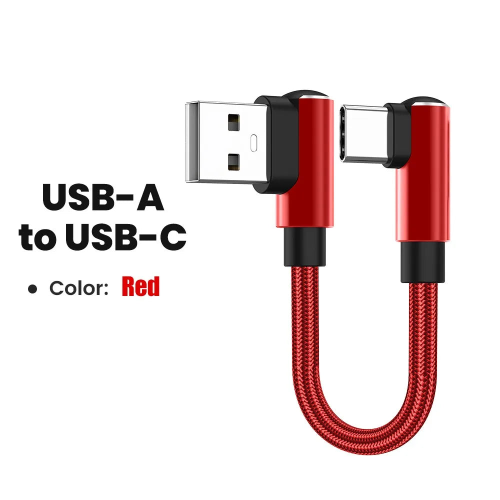66W 90° Elbow USB-C Fast Charging Cable | USB-A & USB-C USB-C Charging Cable QXL AC Red 0.25m