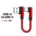 66W 90° Elbow USB-C Fast Charging Cable | USB-A & USB-C USB-C Charging Cable QXL AC Red 0.25m