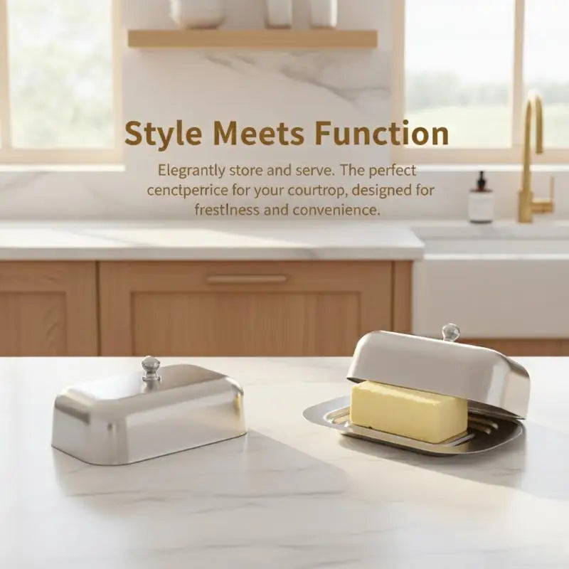 Stainless Steel Butter Dish with Lid | Fridge & Countertop Butter Dish QXL