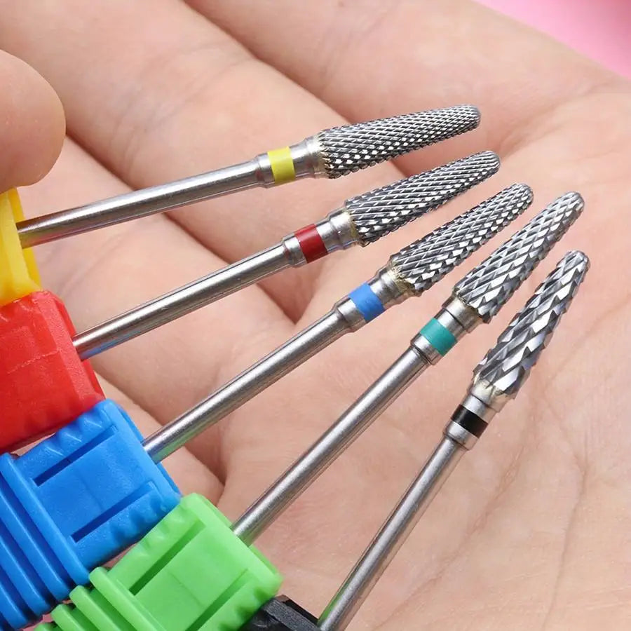 FUMOSIK Tungsten Carbide Bullet Nail Drill Bit 3/32 Manicure Nail Drill Bit QXL