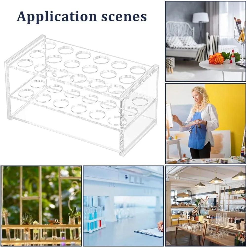 18-Socket Clear Acrylic Test Tube Rack | 3-Layer Lab Stand Lab Test Tube Rack QXL