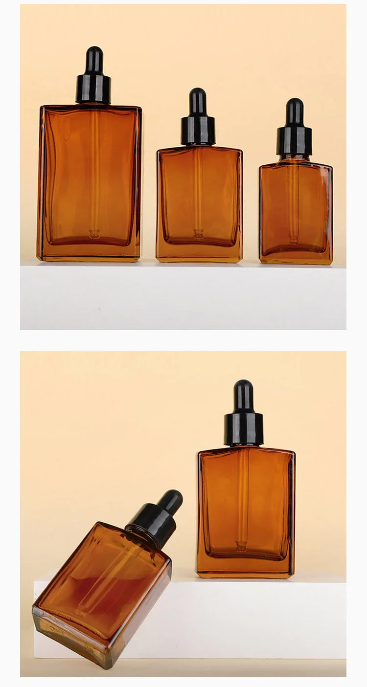 Amber Glass Essential Oil Dropper Bottle 30ml 50ml Refillable Essential Oil Bottle QXL