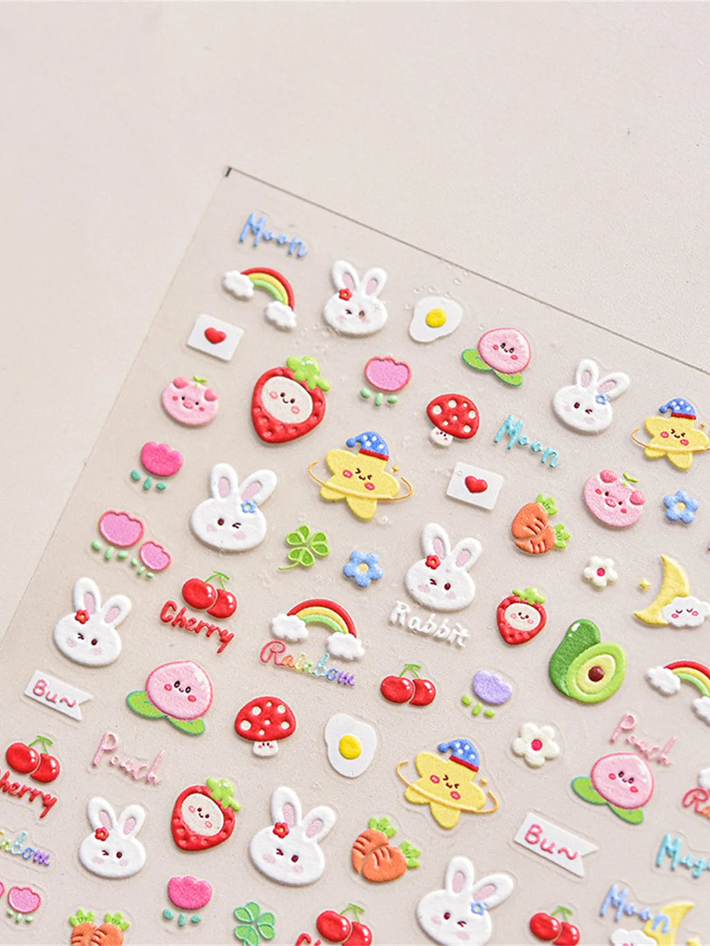 5D Embossed Kawaii Graffiti Nail Art Stickers | Self-Adhesive Nail Art Stickers QXL