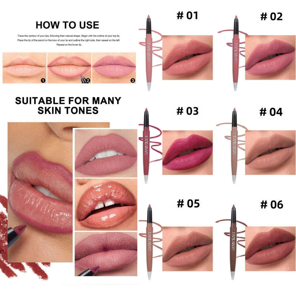 Handaiyan Matte Lip Liner Pen – 6 Shades, Waterproof Matte Lip Liner QXL