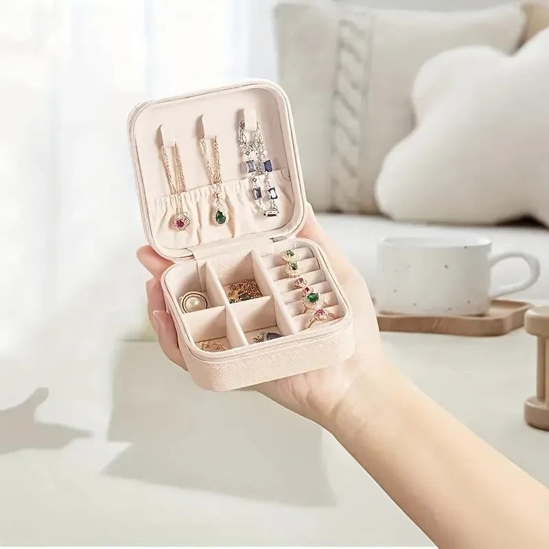 Artificial Leather Travel Jewelry Box | Rings, Earrings & Necklaces Jewelry Storage Box QXL