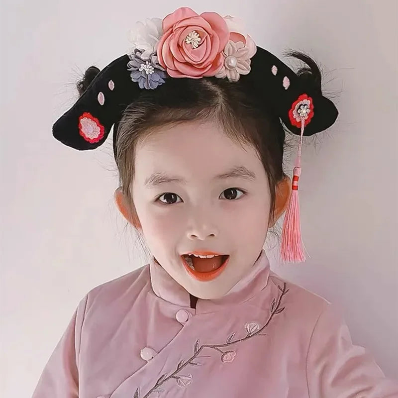 Chinese Hanfu Hair Hoop | Retro Butterfly Flower Tassel Headdress Hair Hoop Headdress QXL