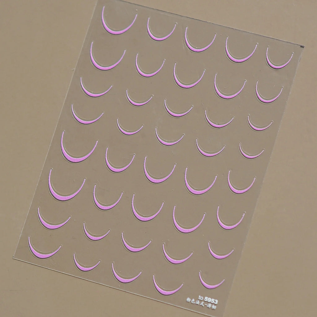 5D French Arc Nail Stickers | Crescent Moon Self-Adhesive Decals Nail Art Stickers QXL