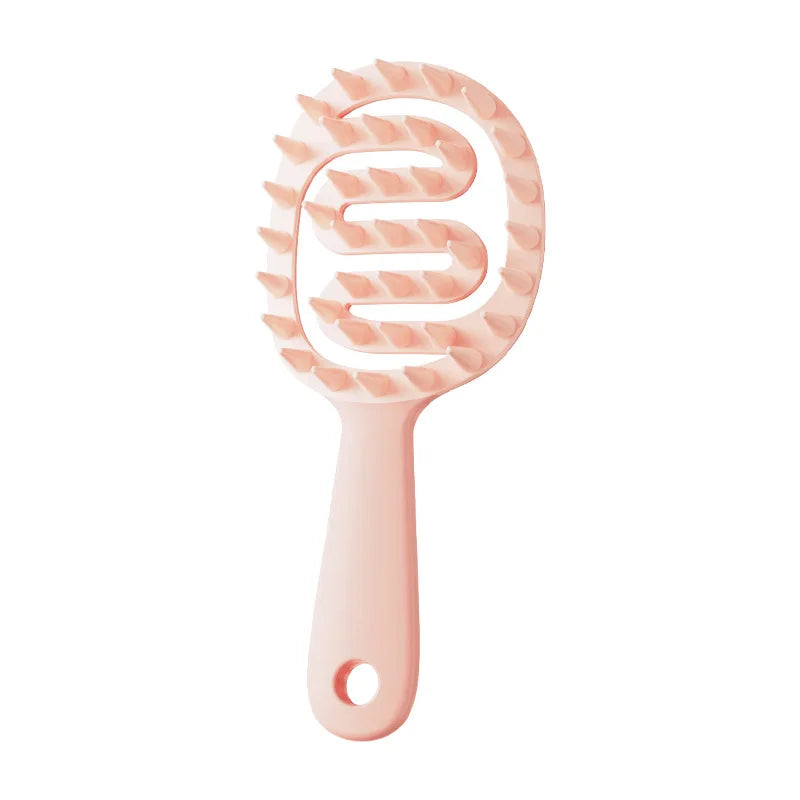 Soft Rubber Scalp Massage Shampoo Comb | ABS+TPR Brush Scalp Massage Comb QXL pink