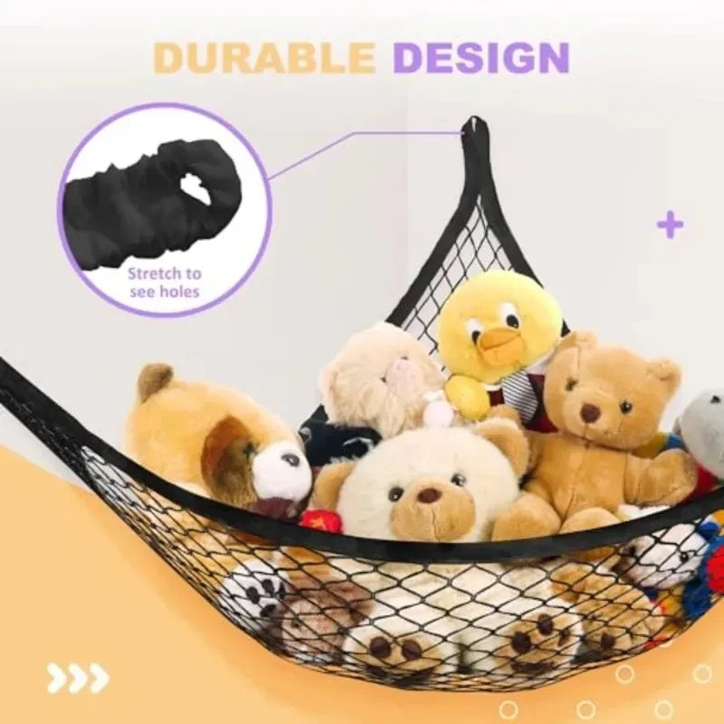 Stuffed Animal Net Hammock | Corner Toy Organizer for Kids Toy Storage Hammock QXL