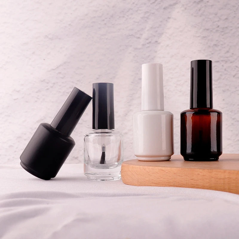 15ml Empty Glass Nail Polish Bottle with Brush & Lid Nail Polish Bottle QXL