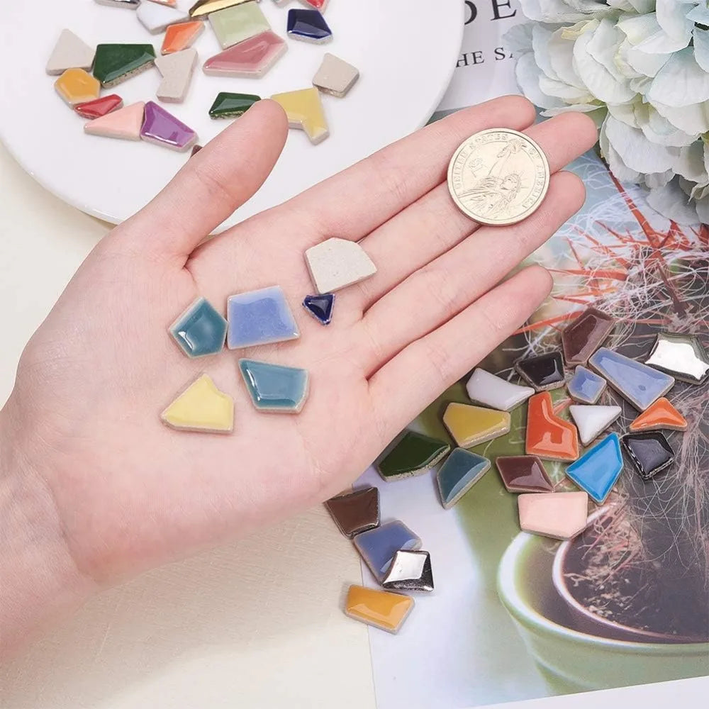 250g Ceramic Mosaic Tile Chips 210pcs | DIY Crafts & Decor Mosaic Tile Chips QXL