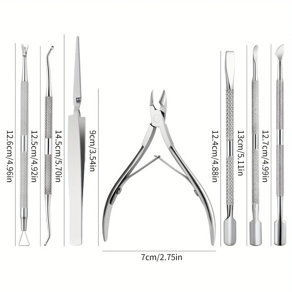 7-Piece Stainless Steel Nail Cuticle Scissors & Manicure Set Nail Cuticle Tool Set QXL