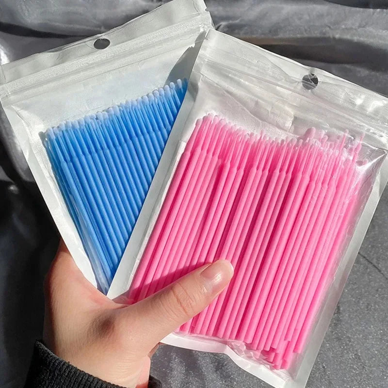 100-Pack Eyelash Extension Micro Cleaning Brushes & Swabs Lash Cleaning Brushes QXL