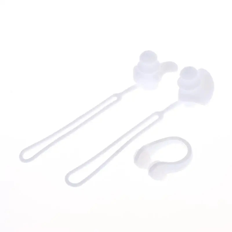 Silicone Swimming Earplugs with Lanyard & Nose Clip | 1 Pair Swimming Earplugs QXL 2 White