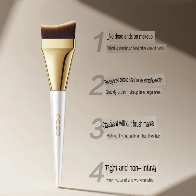 Arc-Shaped Foundation & Concealer Makeup Brush – Ultra-Thin Foundation Makeup Brush QXL