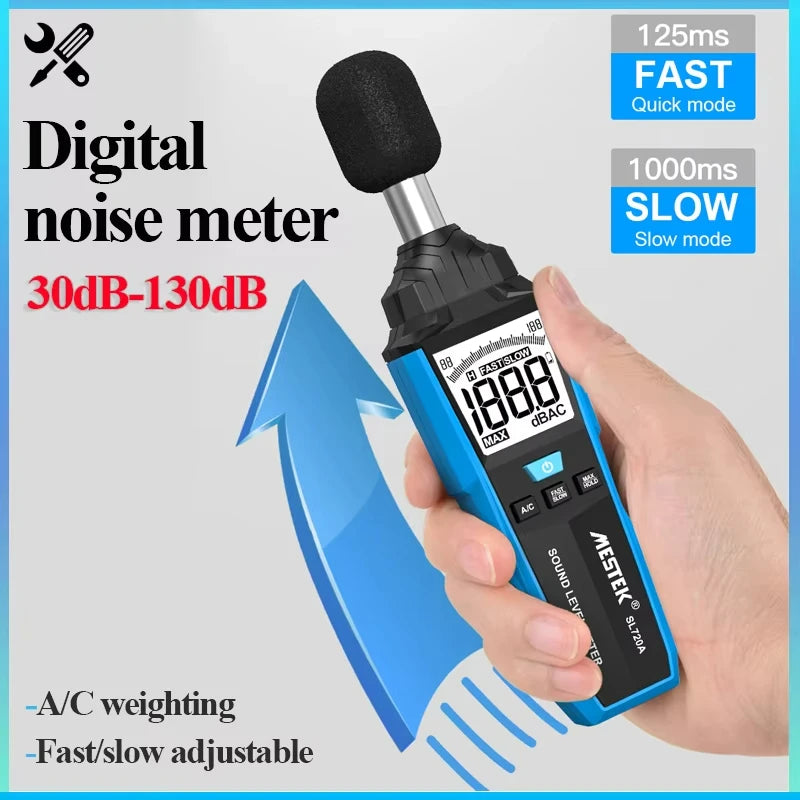 SL720 Sound Level Meter 30–130dB | Portable Decibel Monitor Sound Level Meter QXL