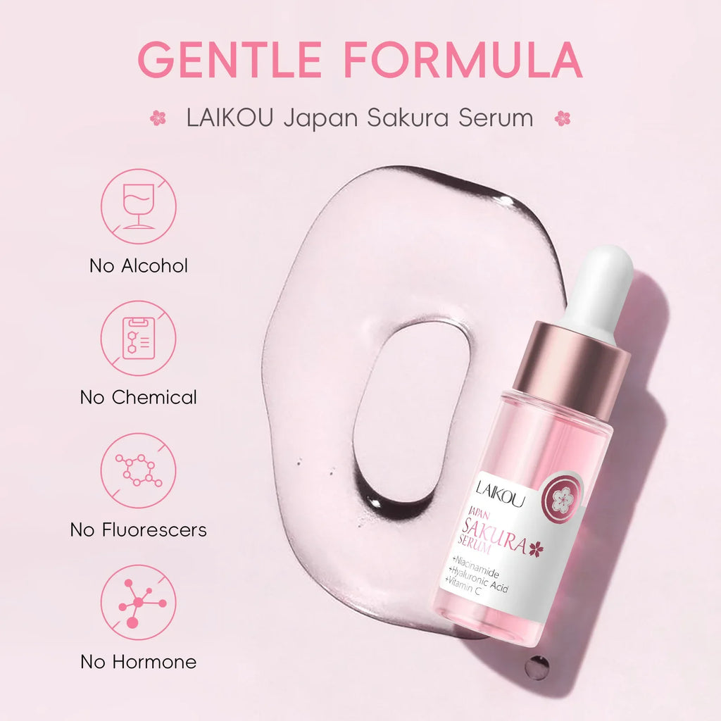LAIKOU Sakura Serum 17ml – Pore Minimizing & Brightening Essence Face Serum QXL