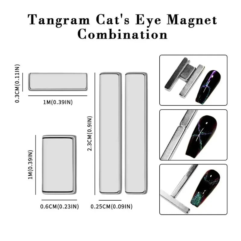 8-Pc Magnetic Wand Set for 3D Cat Eye UV Gel Nail Art Nail Art Magnet Wand QXL
