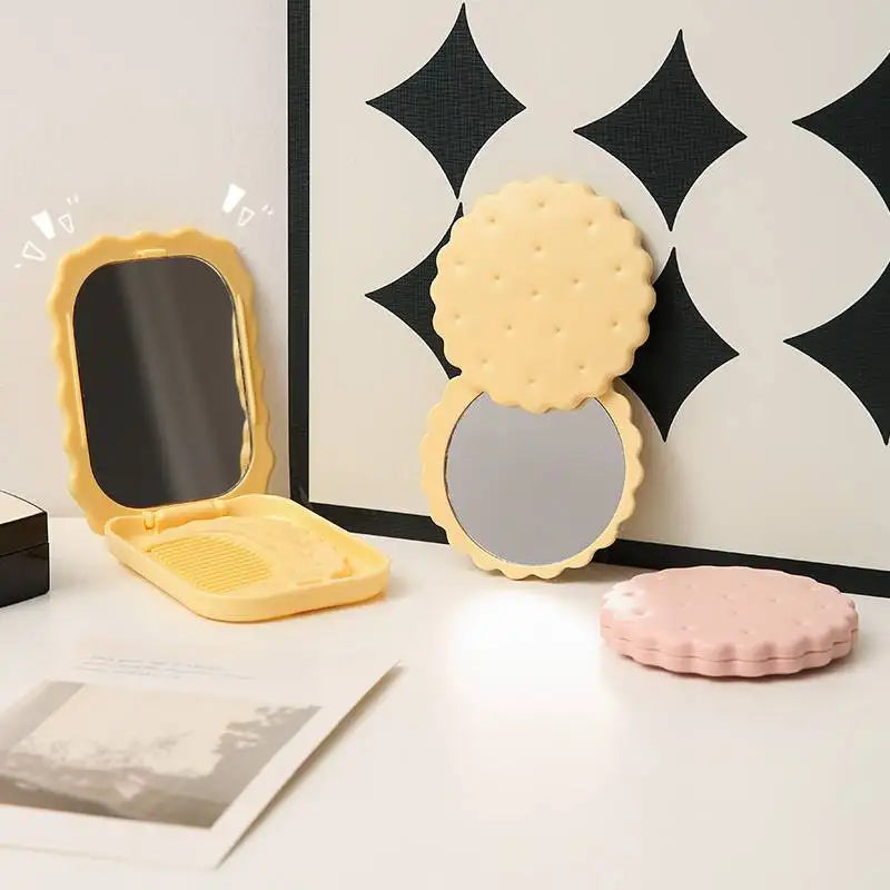 Cheese Biscuit Pocket Mirror – Foldable Mini Makeup Mirror Pocket Makeup Mirror QXL