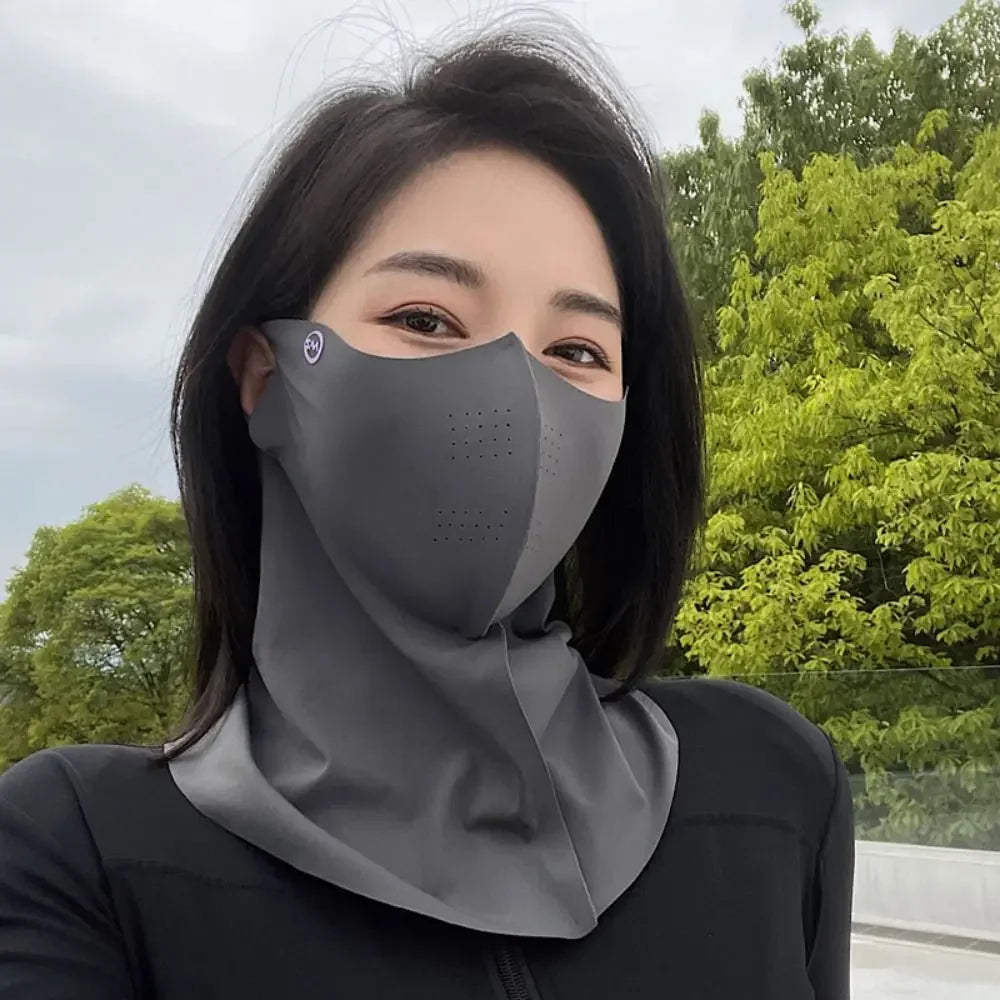 UPF 50+ Ice Silk Sun Protection Face Mask UV Veil Sun Protection Mask QXL GRAY