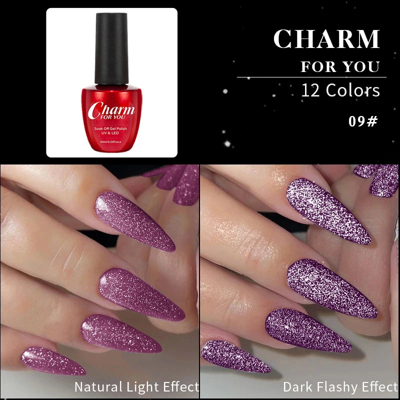 VERONNI 10ml Glitter Thermal Gel Polish | UV/LED Color-Changing Gel Nail Polish QXL