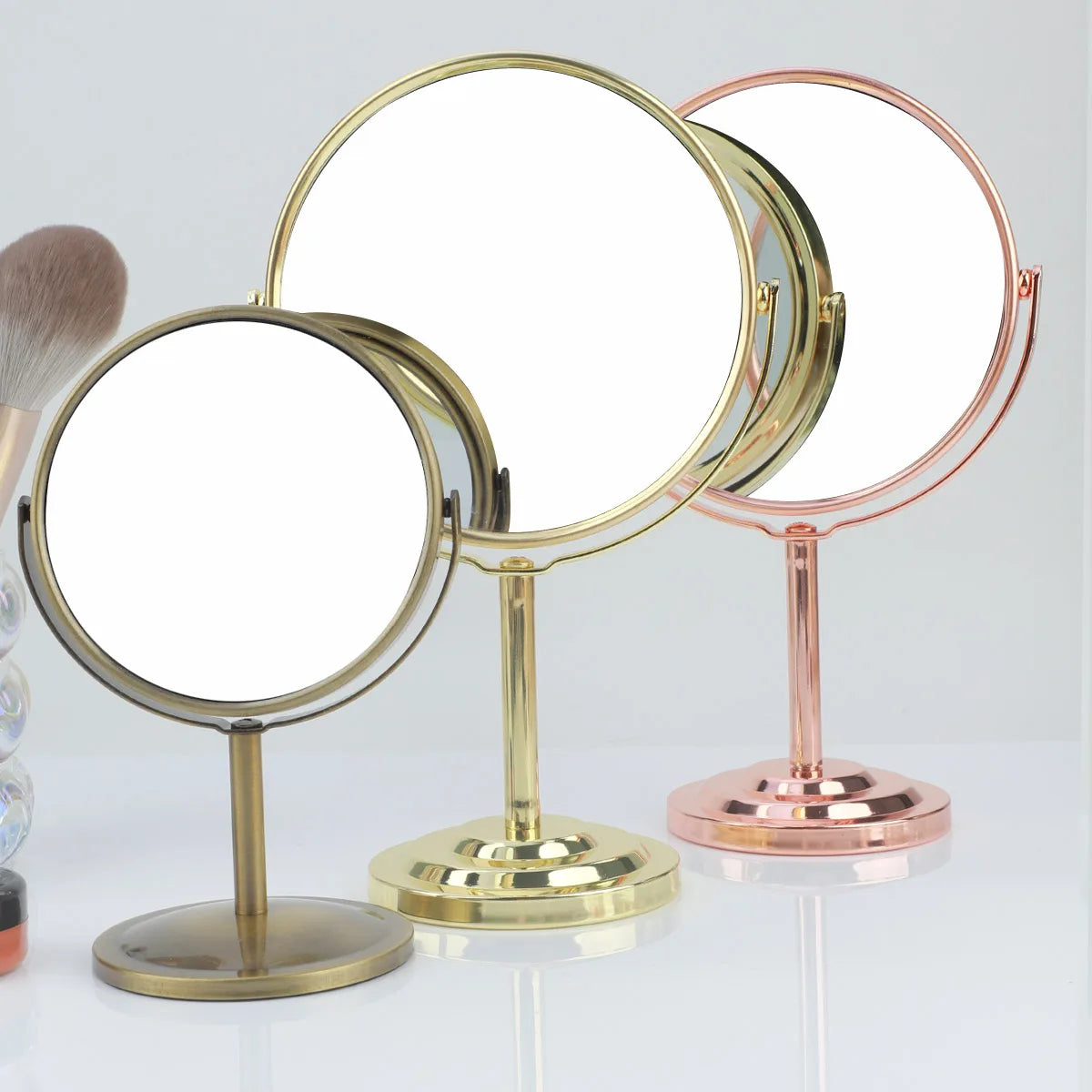 Double-Sided Vanity Mirror with 2X Magnification & Stand Vanity Makeup Mirror QXL
