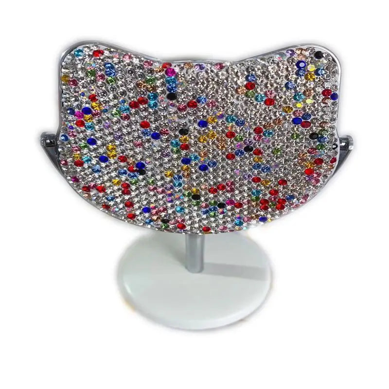Diamond-Encrusted Mini Rotatable Desktop Makeup Mirror 14cm Desktop Makeup Mirror QXL