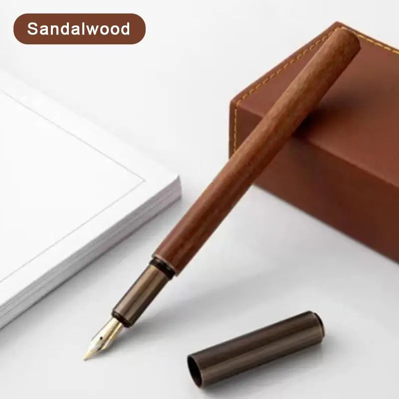 Retro Wood & Bronze Fountain Pen | Fine Nib Calligraphy Fountain Pen QXL A
