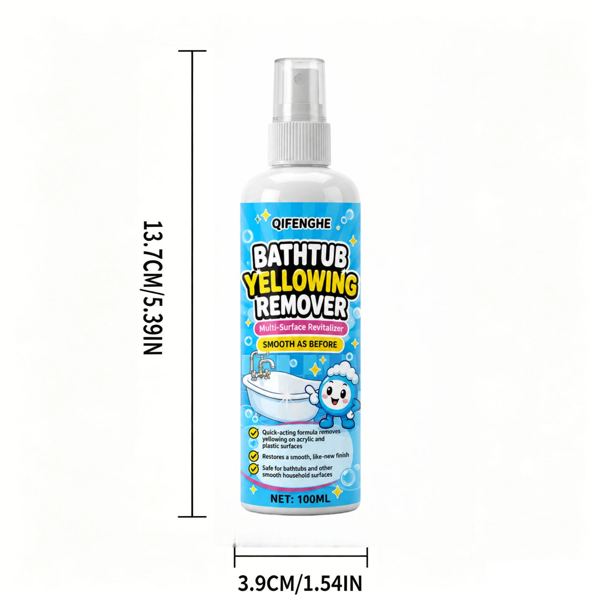 Bathtub Yellowing Remover Spray | Fast-Acting Stain Cleaner Bathroom Stain Remover QXL