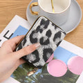Leopard Print Short Wallet | Zipper Coin Purse & Card Holder Short Wallet QXL Silver